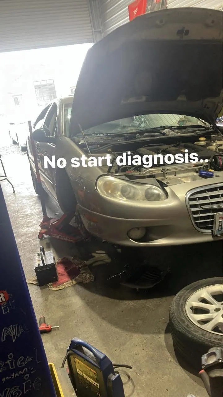 Brake or suspension component under inspection.